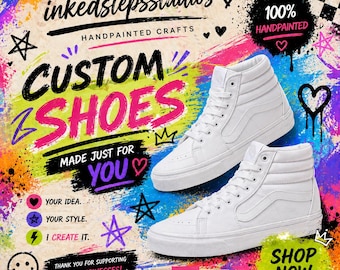 Custom Hand Painted Vans Sk8 Hi Sneakers | Streetwear Shoes
