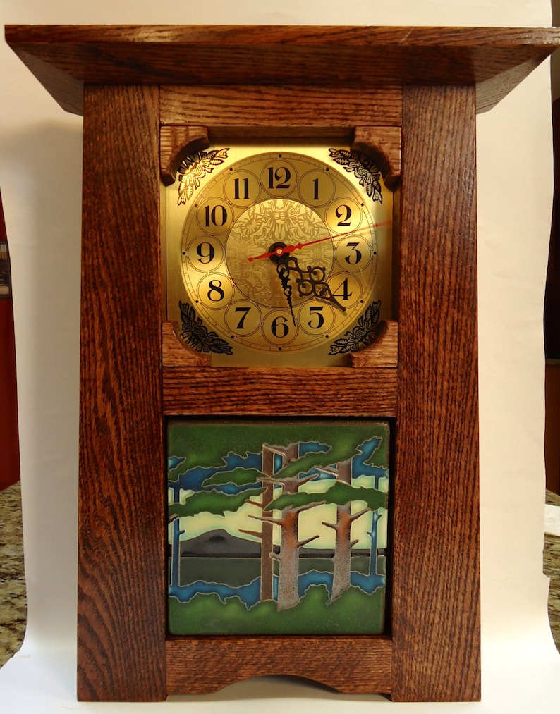 Chiming Mission Clock With Motawi Tile Etsy