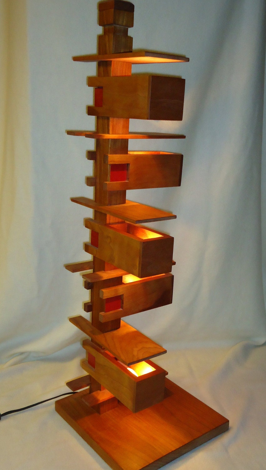 Handmade Oak Wood Mission Style Hillside Table Lamp Etsy