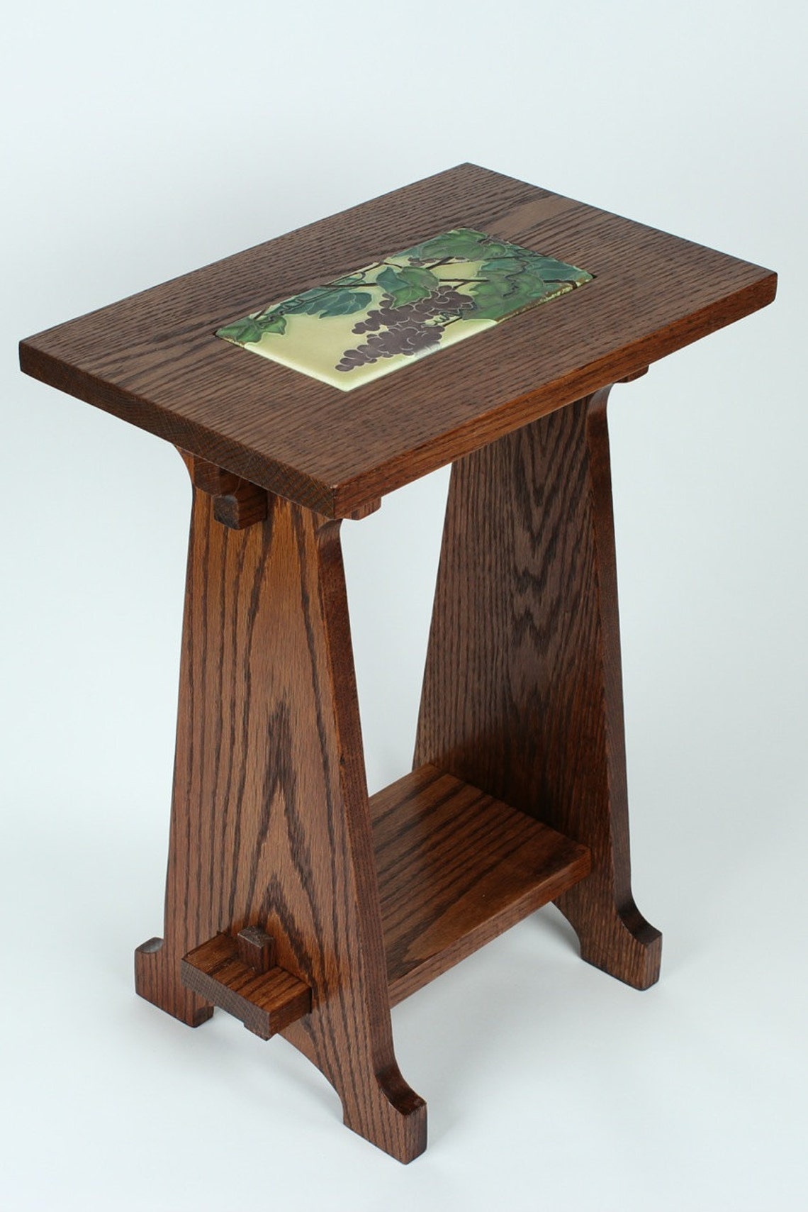 Arts & Crafts Style Oak Table With Inset Art Tile Etsy