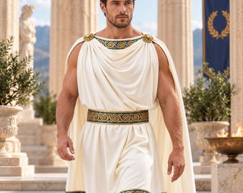 Men's Greek God Toga Costume, Ancient Greek Roman Outfit, Historical Cosplay