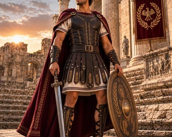 Luxury Roman Warrior Costume, Leather Gladiator Armor Set, Centurion Cosplay Gear