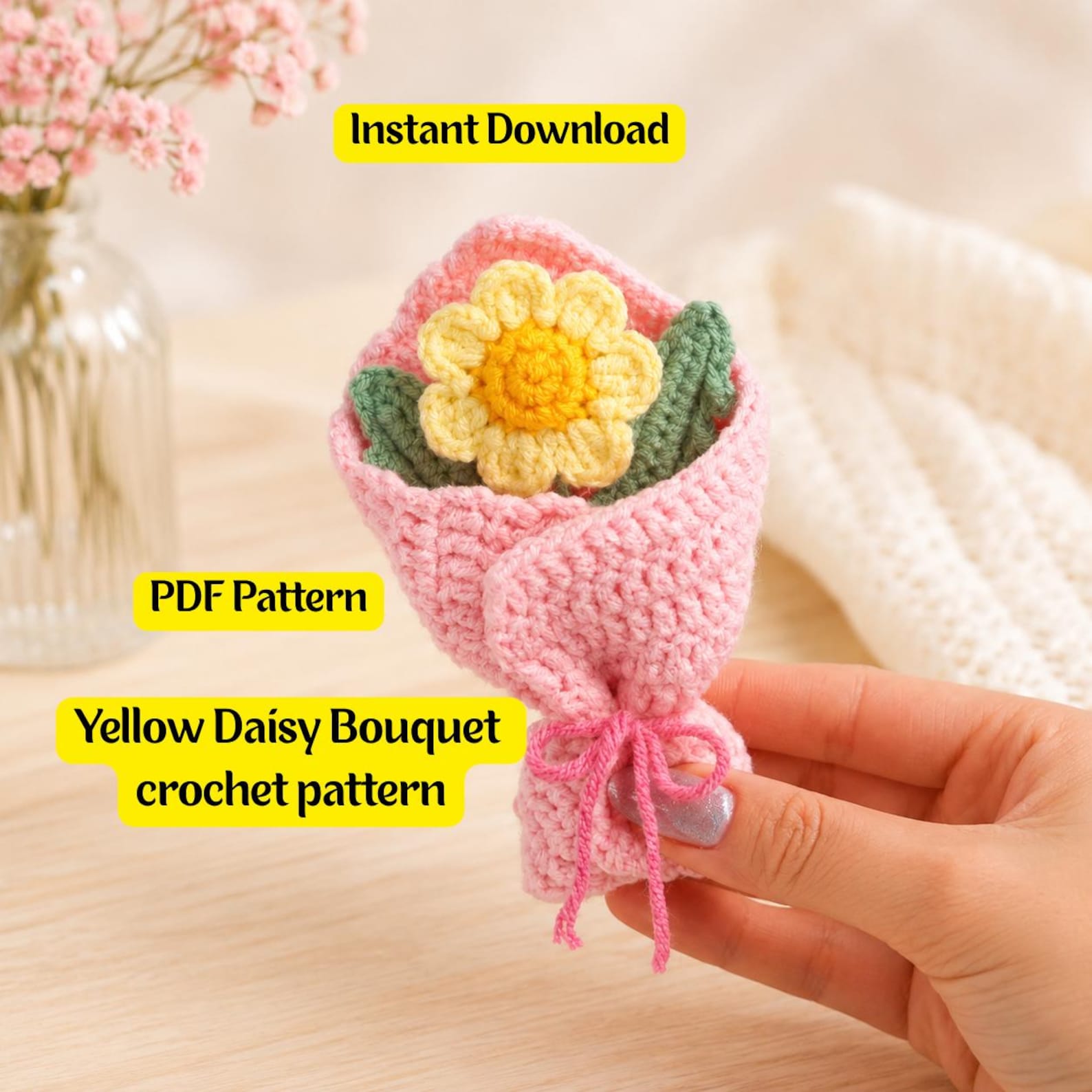 Yellow Daisy Bouquet Crochet Pattern
