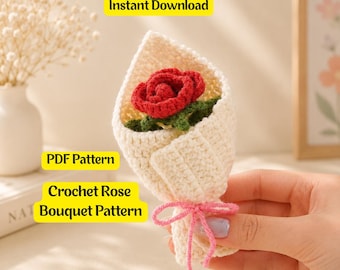 Crochet Rose Bouquet Pattern, Floral Home Decor PDF, Beginner Crochet Flower Craft (Digital Download)