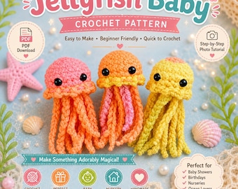 Jellyfish Babies Crochet Pattern | Amigurumi Jellyfish PDF | Plush Toy Pattern | DIY Baby Shower Gift | Nursery Decor