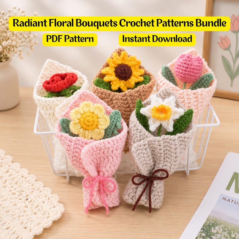 Crochet Floral Bouquet Bundle