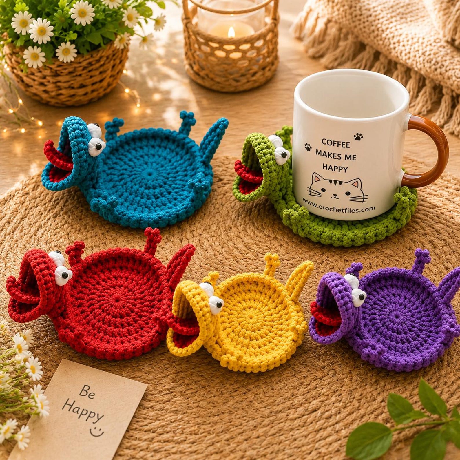 Tom Lizard Crochet Coaster Design