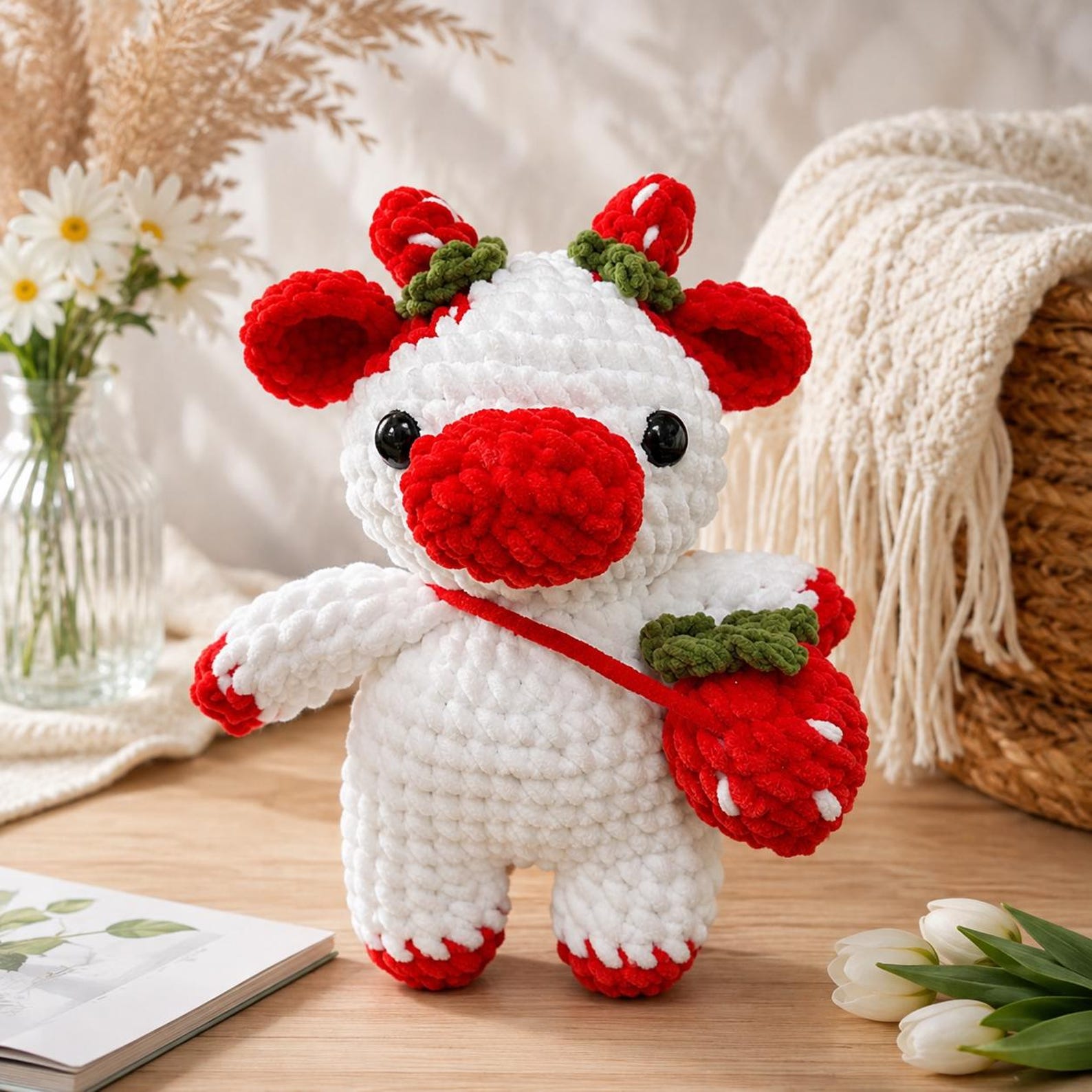 Cute Strawberry Cow Amigurumi Crochet Pattern