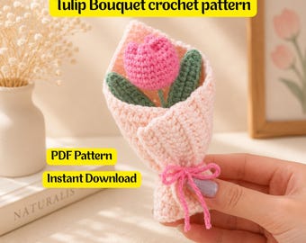 Tulip Bouquet Crochet Pattern, Floral Home Decor PDF (Digital Download)