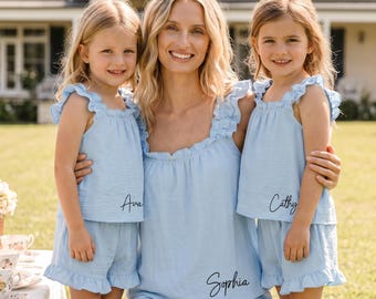 Personalized Ruffle Pajama Set: Brides, Bridesmaids, and Flower Girls Sleepwear