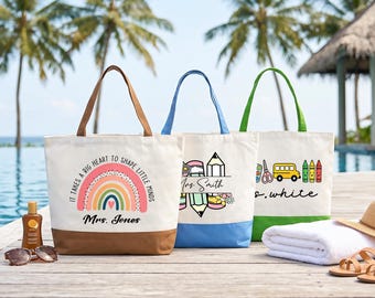 Personalized Teacher Tote Bag Back To School Teacher Bag Teacher Retirement Gift Appreciation Gift for Teacher Teacher Thank You Gift