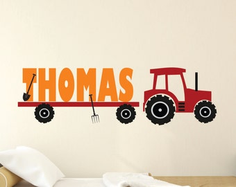 Tractor Wall Decal, Tractor Name Decal Personalized, Tractor Name Decal, Nursery Name Decal, Tractor Boy Bedroom Wall Decal - WD0143