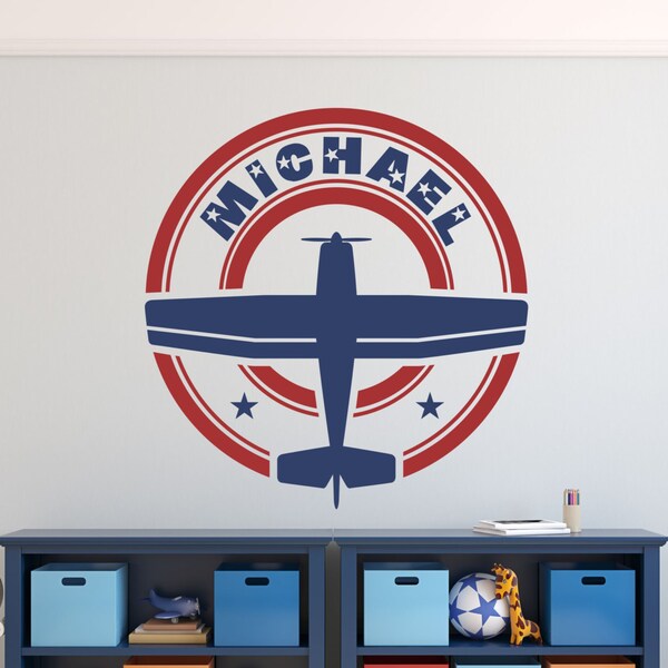 Airplane Name Decal,Personalized Airplane Nursery Name Decal, Airplane Decor, Airplane Nursery, Plane Decal KAL - WD0189