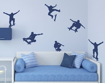 Skateboarders Wall Decal Add-On Pack, Skateboard Wall Decal, Skater Wall Decal, Boys Wall Decal, Coordinating Skateboard Decor - WD0038AP