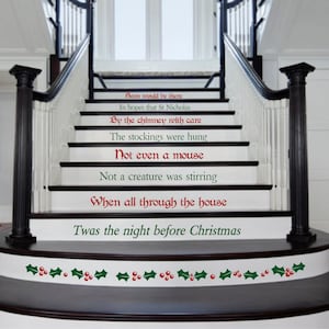 Twas the night before Christmas, Christmas Stair Decals, Staircase Decals, Holiday Decals,  , Christmas Decoration