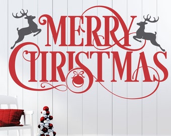 Calcomanía de reno navideño: arte mural navideño