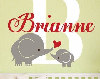 Personalized Elephant Name Wall Decal: Nursery Decor