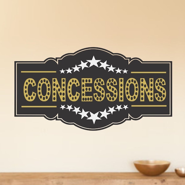 Home Theater Concessions Wall Decal, Popcorn Wall Decal, Snack Bar Wall Decal - WD0225