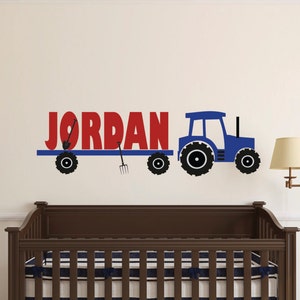 Personalized Name Tractor Wall Decal, Tractor Wall Decal, Tractor Name Decal, Nursery Name Decal, Tractor Boy Bedroom Wall Decal