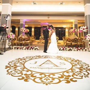 Vinyl Wedding Dance Floor Decal Deco, Wedding Event Decor Sticker, Removeable Monogram Personalized Decal for Wall or Floor. Gift for Bride.