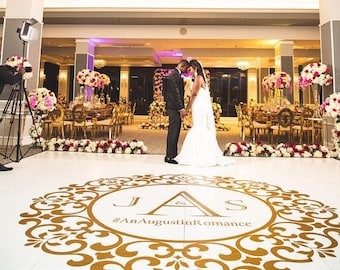 Vinyl Wedding Dance Floor Decal Deco, Wedding Event Decor Sticker, Removeable Monogram Personalized Decal for Wall or Floor. Gift for Bride.