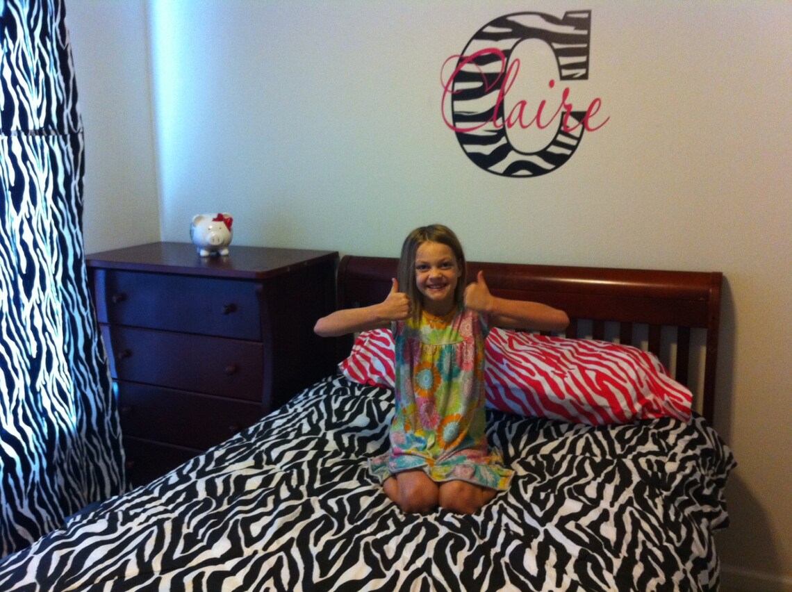 Zebra Print Name Decal: Personalized Initial Wall Decor - Etsy