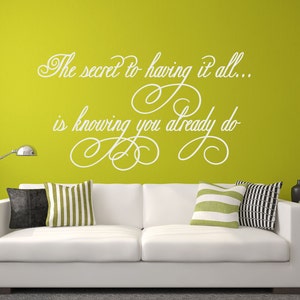 Family Wall Decal, Romantic Love Decal, The Secret To Having It All, Photo Wall Decal, Picture Wall Decal, Family Wall Decor WD0077 image 4