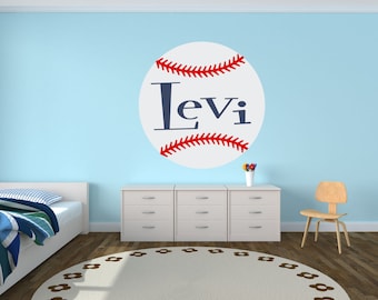 Sticker Mural de baseball, Baseball Decor, personnalisé nom, Baseball murales sticker, sticker nom de pépinière, Baseball, Baseball signe - WD0046