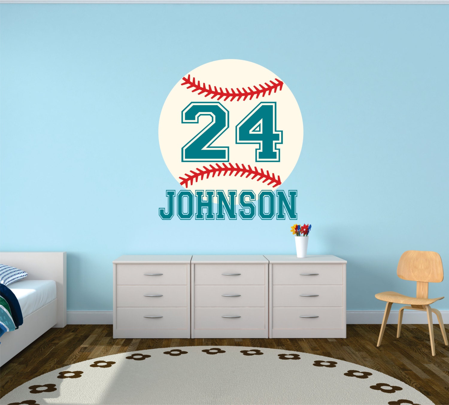 Baseball Wall Decal Personalized Name Baseball Decal | Etsy