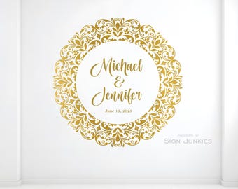 Personalized Wedding Dance Floor Vinyl Decal: Monogram Reception Decor