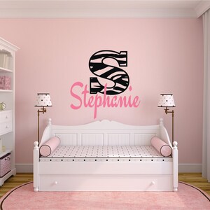 Zebra Pattern Hearts Wall Decal 12 & Personalized Name & Vinyl Stickers Decor 
