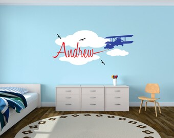 Airplane in the Clouds Wall Decal. Aviation wall decor from Sign Junkies