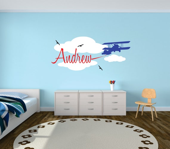 airplane with banner wall decal personalized airplane | etsy