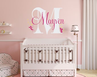 Fée nom Wall Decal, sticker personnalisé nom, filles nom autocollant, sticker mural fées, pépinière nom Decal, décor féerique, Princess - WD0151