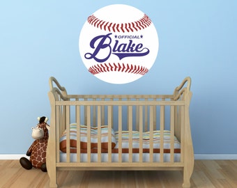 Sticker Mural de baseball, personnalisé nom de Baseball Wall Decal, Baseball Decor, pépinière nom Decal, Baseball Art, signe de Baseball - WD0192