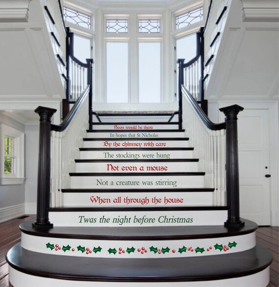 Twas The Night Before Christmas Christmas Stair Decals Staircase Decals Holiday Decals Christmas Decoration Xmd015