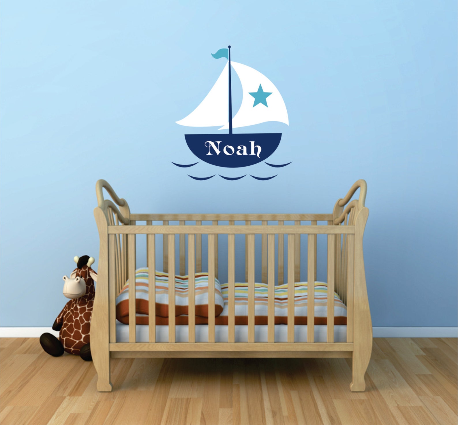 Sailboat Wall Decal Personalized Sailboat Decal Nautical Etsy