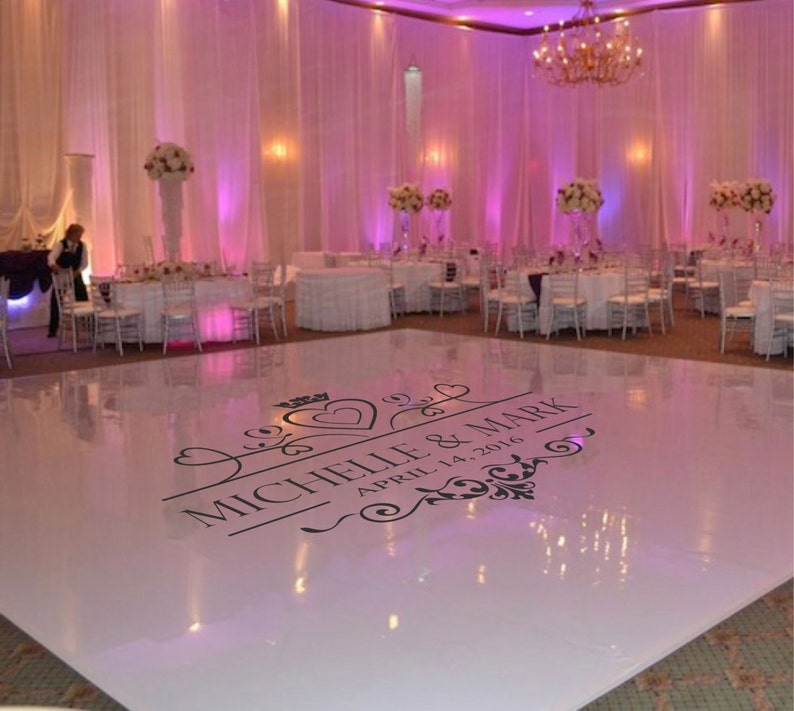 Wedding Dance Floor Decal, Wedding Floor Monogram, Vinyl Floor Decals, Wedding Decor DFD0002 image 1