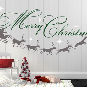 Merry Christmas Decal, Reindeer and Stars, Christmas Decor, Christmas Wall Decal, Christmas Decoration, Santa Wall Decal XMD001 image 4