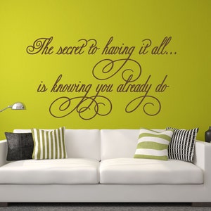 Family Wall Decal, Romantic Love Decal, The Secret To Having It All, Photo Wall Decal, Picture Wall Decal, Family Wall Decor WD0077 image 1