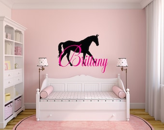 Horse Wall Decal, Horse Decor, Horse Nursery, Equine Nursery, Equine Wall Decal, Nursery Name Decal, Personalized Horse Decal - WD0109