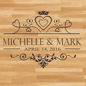 Wedding Dance Floor Decal, Wedding Floor Monogram, Vinyl Floor Decals, Wedding Decor DFD0002 image 2