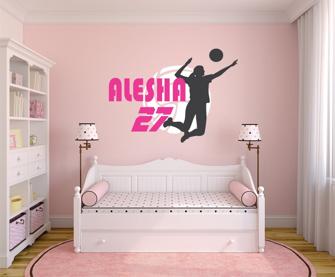 Personalized Volleyball Player Wall Decal, Custom Name & Number - Etsy