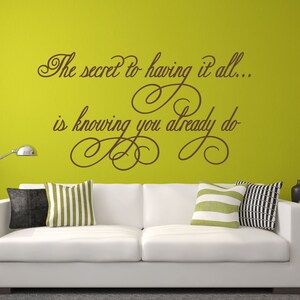 Family Wall Decal, Romantic Love Decal, The Secret To Having It All, Photo Wall Decal, Picture Wall Decal, Family Wall Decor WD0077 image 5