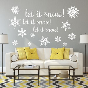 Christmas Decorations, Christmas Decor, Snowflakes Decals, Let It Snow, Christmas Wall Decal, Winter Decor