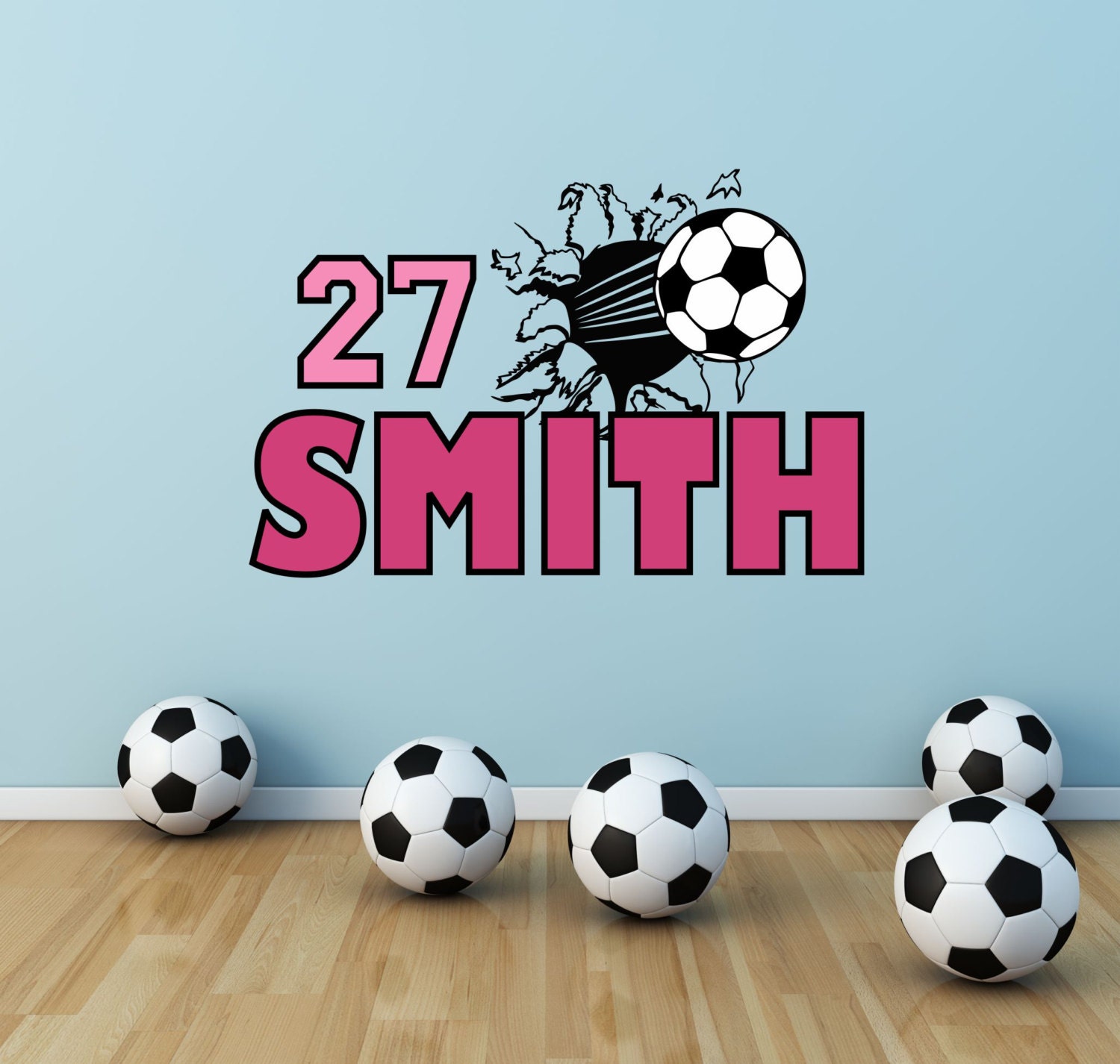 Soccer Wall Decal Soccer Name Decal Soccer Decor Football Etsy
