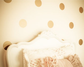 Gold Polka Dot Wall Decals: Metallic Vinyl Dots, Nursery Decor