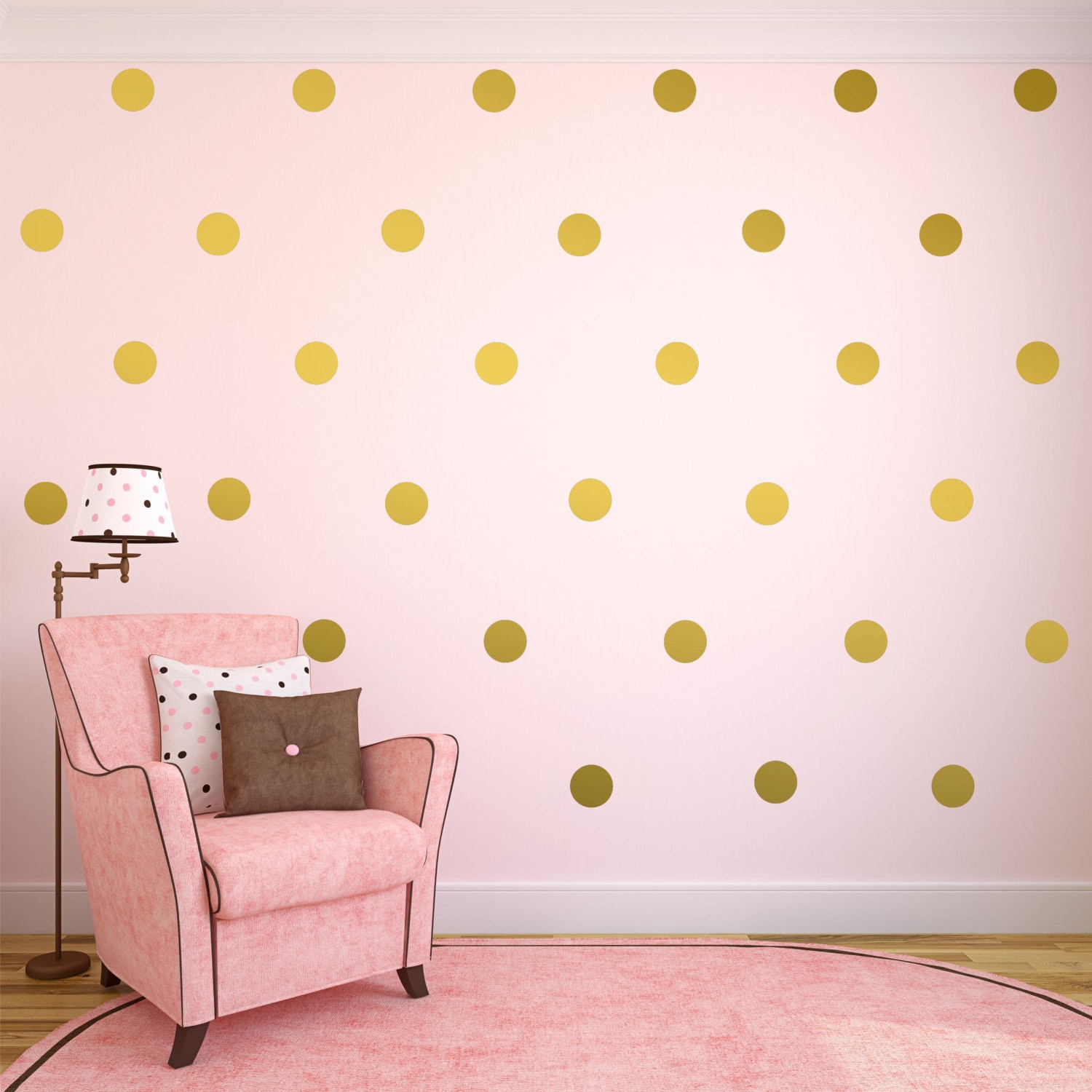 Gold Wall Decals Gold Polka Dots Wall Decor Gold Confetti Etsy