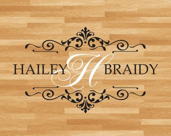 Personalized Wedding Dance Floor Vinyl Decal: Bride & Groom Monogram