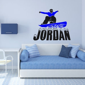 Snowboarder Wall Decal, Personilzed Name Decal with Snowboard